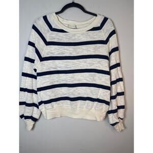 altar'd state Knit Sweater Women's Size S Blue and Cream Striped